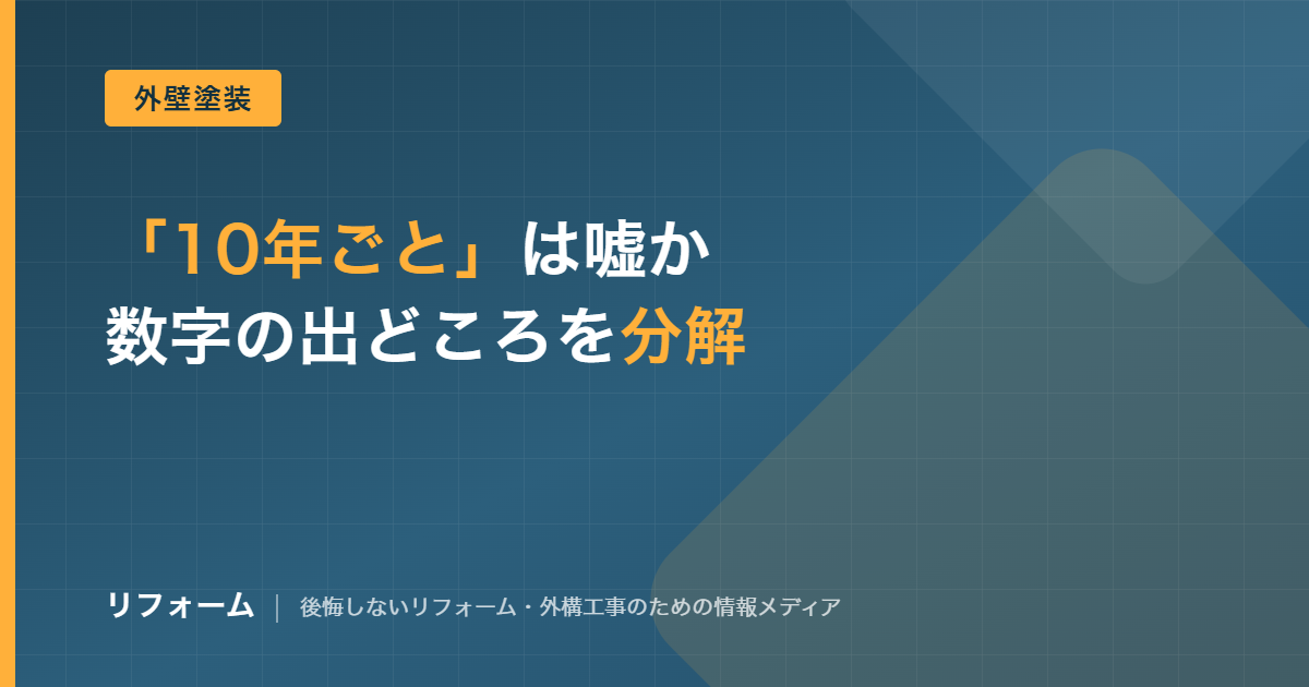 「外壁塗装は10年ごと」は嘘？数字の出どころと本当の判断基準を解説する記事のアイキャッチ画像