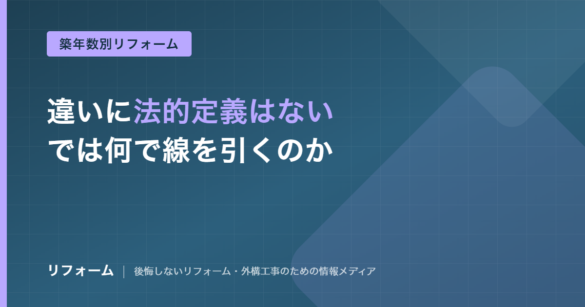 リフォームとリノベーションの違いは?法的定義と費用・手続きの差を解説する記事のアイキャッチ画像